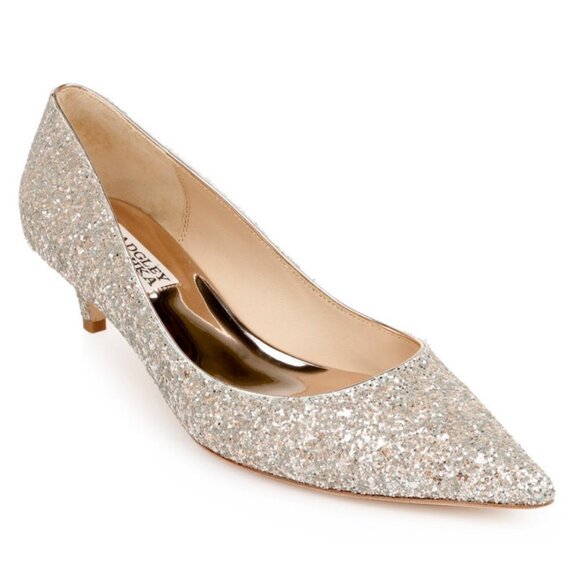 NWT Badgley Mischka Madison II Pump Champagne‎ Glitter Size 6 Pointed Toe Heels - Picture 14 of 14